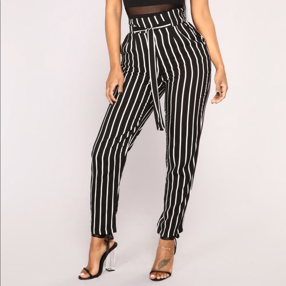FashionNova Black & White Striped Pants